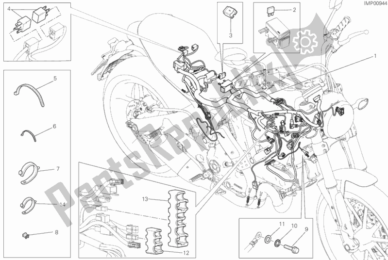 Todas as partes de Chicote De Fiação do Ducati Scrambler Flat Track Thailand 803 2015